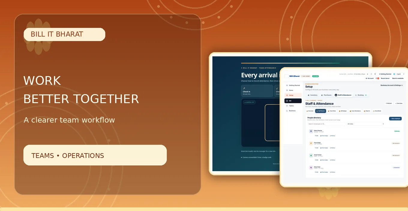 See the workflow, then try it yourself. A visual overview paired with a relevant real Bill It Bharat application screen.